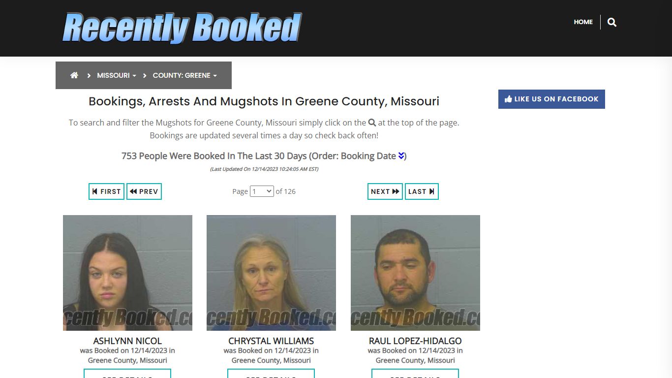 Recent bookings, Arrests, Mugshots in Greene County, Missouri